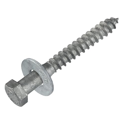 3/8 x 4 (50 Pack) Lag Screw Kit, 50 Screws and 50 washers, Hot Dip Galvanized, Meets ASME B18.2.1 Industrial/Commercial Grade by Makers Bolt - size: 3/8 x 4