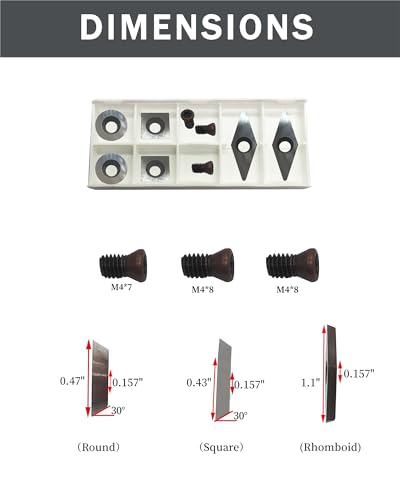 Woodturning Carbide Lathe Tools, Wood Turning Tool Set of 3 Rougher Detailer Finisher Carbide Lathe Tools for Woodturning