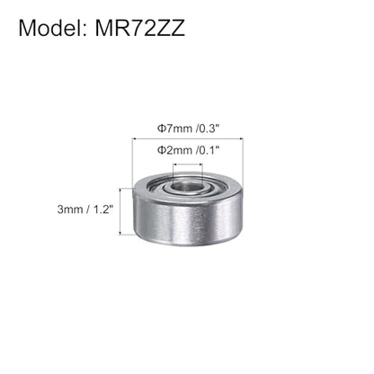 uxcell MR72ZZ Deep-Groove Ball Bearings for Rollers, 2mm x 7mm x 3mm Seal Bearings with Fiber Gloves, Double Metal Sealed Bearing Steel Skateboard Bearings 10Pcs - size: MR72ZZ