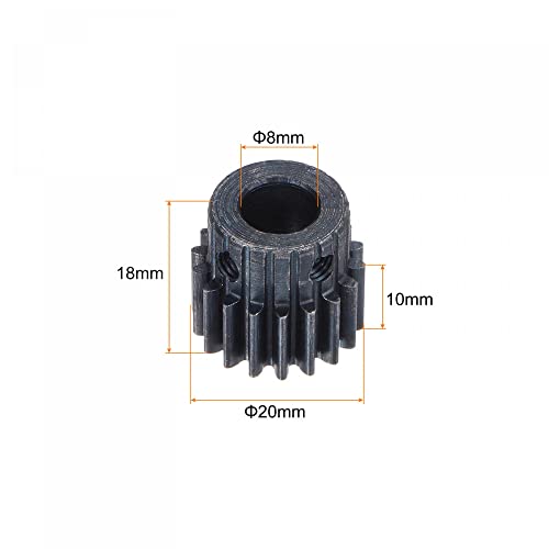 uxcell 1Mod 18T Pinion Gear 8mm Bore Hardened Steel Motor Rack Spur Gear with Step for RC Car Truck Buggy Gear Drive, 2 Set