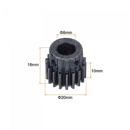 uxcell 1Mod 18T Pinion Gear 8mm Bore Hardened Steel Motor Rack Spur Gear with Step for RC Car Truck Buggy Gear Drive, 2 Set