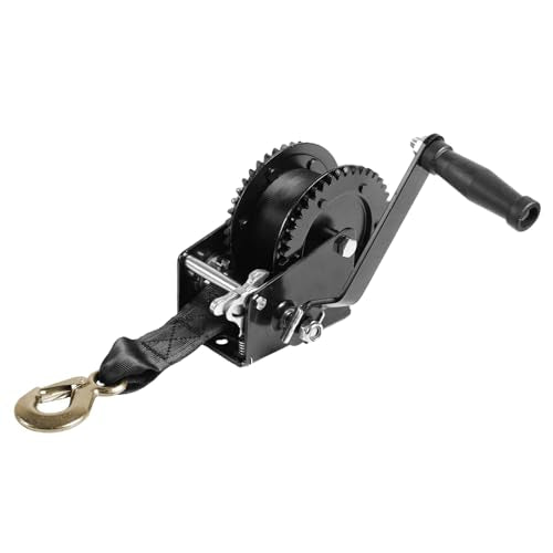 Jack Boss Hand Winch, 2000 lbs Pulling Capacity, Boat Trailer Winch Heavy Duty Rope Crank with 26.3 FT Polyester Strap, Manual Operated Hand Crank Winch for Trailer, Boat or ATV Towing - size: 2000 lbs
