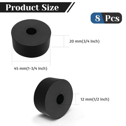 8 PCS Multi Purpose Rubber Spacer, 1-3/4" OD x 1/2" ID x 3/4" Thickness - size: 1-3/4" OD x 1/2" ID x 3/4" Thickness