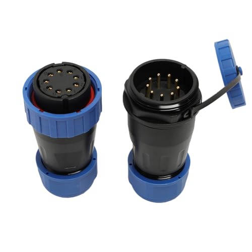 TY28 9 Pin 10A Waterproof Connector Male Plug Female Receptacle for Outdoor Boat Marine Electrical Power Battery Motor - color: In-line Mount, size: 9 Pin 10A