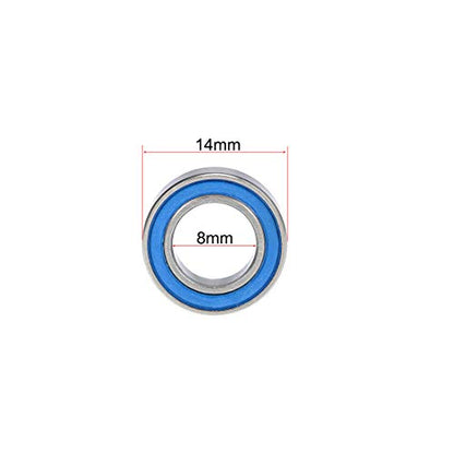 uxcell MR148-2RS Deep Groove Ball Bearings 8mm Inner Dia 14mm OD 4mm Bore Double Sealed Chrome Steel Blue Seal Z2 20pcs - size: 8mmx14mmx4mm