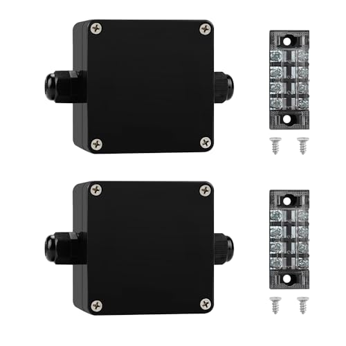 ABS IP67 Waterproof Dustproof Electrical Junction Box, with 15A 600V Barrier Terminal Cable Connector, 1IN/1Out Power Junction Box（2.48 * 2.28 * 1.37in） - size: 1T1 2.48" x 2.28" x 1.37"
