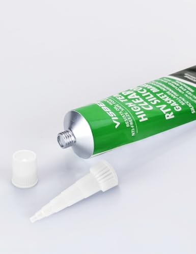 Visbella High Temperature RTV Silicone Gasket Maker, Sealed Oil Resistant Waterproof Quick Dry Liquid for Bonding Internal Combustion, Steam Turbines, Automotive Engine Parts 3.7OZ (Clear) - color: Clear