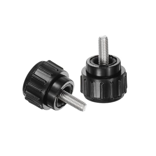 uxcell 12pcs Knurled Clamping Knobs M3 x 6mm Metric 304 Stainless Steel Male Thread Thumb Screw on Type 14mm Plastic Round Head Threaded Hand Bolt Stud Knobs Black - size: M3 x 6mm x 14mm