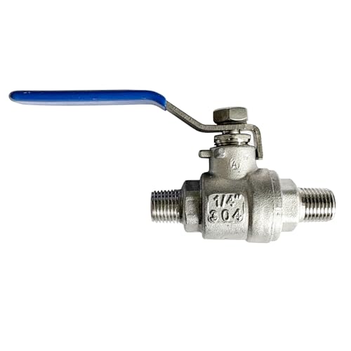 1/4 inch Male to Male Thread Ball Valve 304 Stainless Steel Full Port NPT Thread Ball Valves WOG1000 - size: 1/4 inch