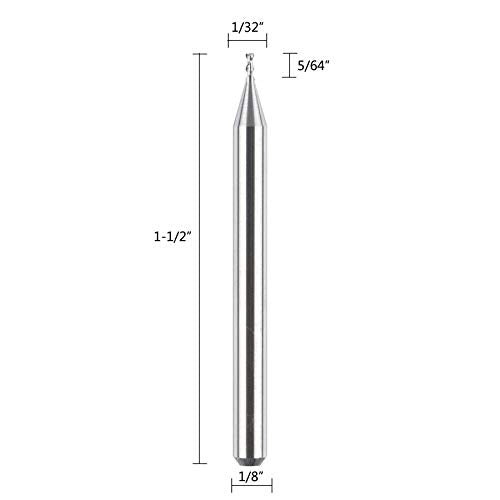 SpeTool 1/8 End Mills for Aluminum 1/32 inch Cutting Diameter 3 Flutes CNC Spiral Router Bits for Aluminum Cut Non-Ferrous Metal Upcut 1.5 inches Long 5 Pieces