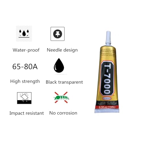 T-7000 15ml Super, Glass,Fabric,Craft, Adhesive,Puzzle, Glue Suitable for Repair Multipurpose High Performance Industrial Glue Semi Fluid Black Adhesive (15ML,1PACK)