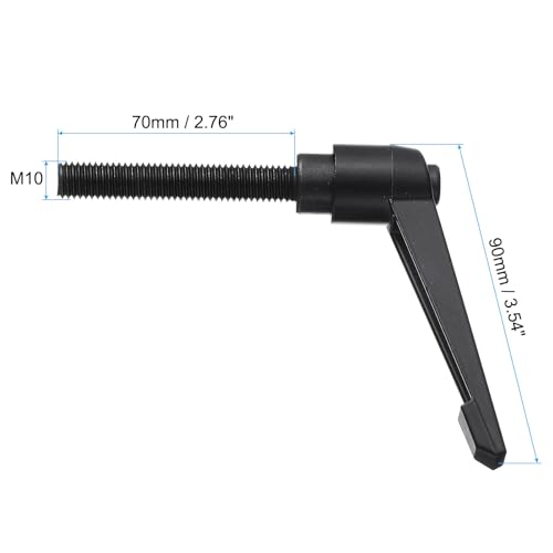 uxcell M10 x 70mm Handle Adjustable Clamping Lever Thread Push Button Ratchet Male Threaded Stud Knobs Locking Rotating Screw Handles Quick Release Bolt Black 2pcs - color: Black, size: M10 x 70mm