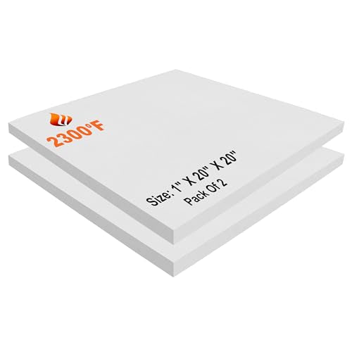 SIMOND Store Ceramic Fiber Board, 2300F Rated, 20" x 20" x 1" Thick, 2 Pack - size: 1" x 20" x 20" - 2 Pack