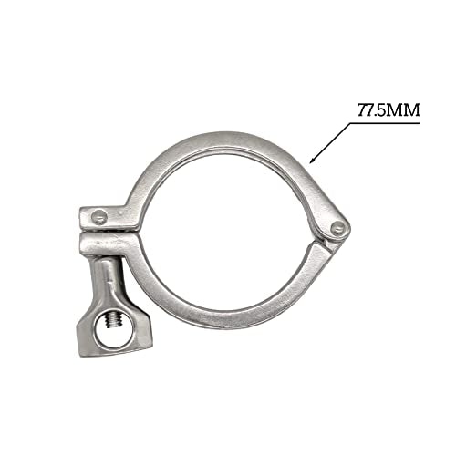 TC 2.5" Tri Clamp with Wing Nut Stainless Steel 304 Heavy Duty Sanitary Clamp Single Pin Tri Clamp Clover with Silicone Gasket(Flange Size: 77.5mm) - size: 2.5 inch(flange size 77.5mm)