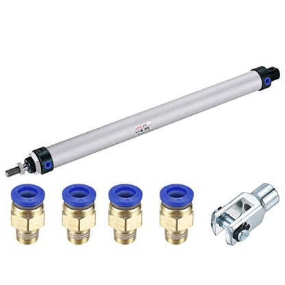 MECCANIXITY Pneumatic Air Cylinder Double Action MAL25X300 25mm Bore 300mm Stroke with Y Connector and 4Pcs Quick Fitting Set - size: 25X300 mm