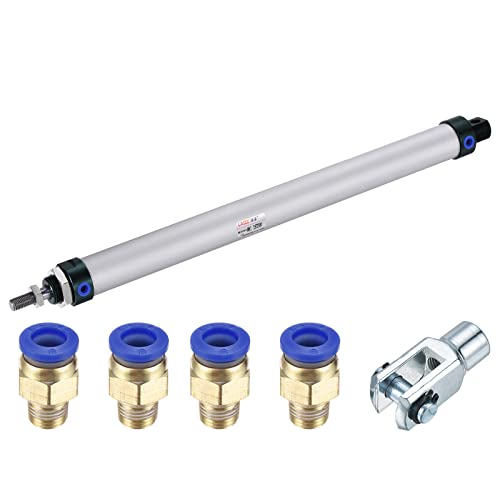 MECCANIXITY Pneumatic Air Cylinder Double Action MAL25X300 25mm Bore 300mm Stroke with Y Connector and 4Pcs Quick Fitting Set - size: 25X300 mm