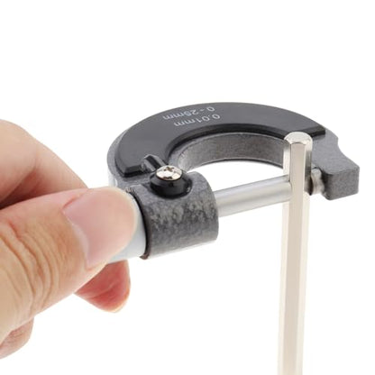 Outside Micrometer, Ratchet Stop, 0-25mm Range, 0.01mm Graduation, +/-0.004mm Accuracy, Precision Machinist Tool
