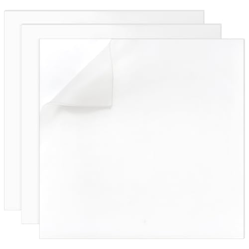 BENECREAT 3PCS Self Adhesive Silicone Sheet, 3mm Thick White Adhesive Silicone Pad, High Temperature Resistant Gasket Material for DIY Projects and Appliance Protection, 8x8 inch - color: White
