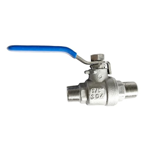 3/8 inch Male to Male Thread Ball Valve 304 Stainless Steel Full Port NPT Thread Ball Valves WOG1000 - size: 3/8 Inch