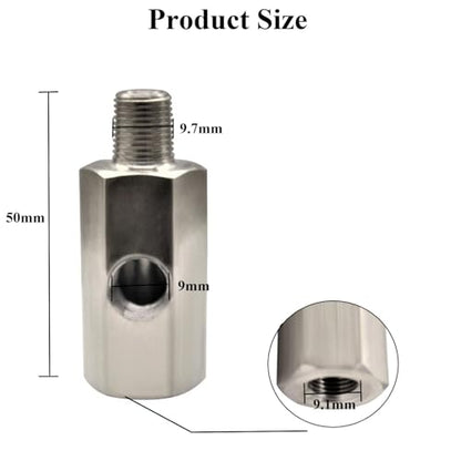 YSIL 1/8 NPT with 1/8 NPT Tee Oil Pressure Sensor Adapter Stainless Steel