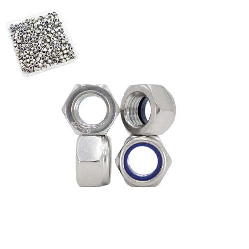 M3‑0.5 Lock Nuts, 300Pcs Stainless Steel Nylock Insert Locking Nuts - size: M3x0.5mm, 300 Pack
