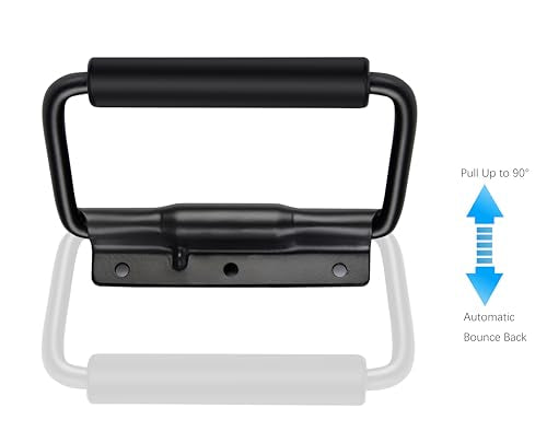 SYINE 5.15 Inch 8.3 oz Large Heavy Duty Folding Handle,3 Mounting Holes,Spring Loaded with Rubber Grip for Toolbox Cabinet,1 Pack,Black - color: Black