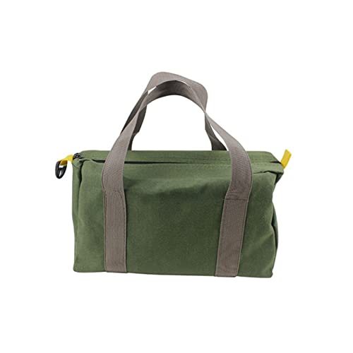 12 Inch Canvas Wide Mouth Tool Bag, Large Capacity Tool Storage Bags for Men, Small Tool Pouch, Tool Organizer Tote Bag for Storage Wrenches Pliers Tools (Green - 12 inch) - color: Green - 12 inch