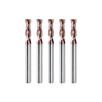 3/16" 2 Flute Carbide Square End Mill TiSiN Coated 5Pcs - size: 3/16 in