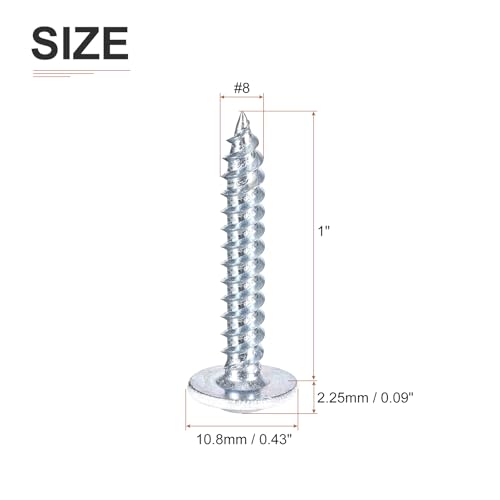 uxcell 50Pcs #8x1 Phillips Head Self Tapping Screws, Carbon Steel Flat Head High Strength Quick Tapping Screws Wood Screw for Wood, Metal, Plastic, White - size: #8x1