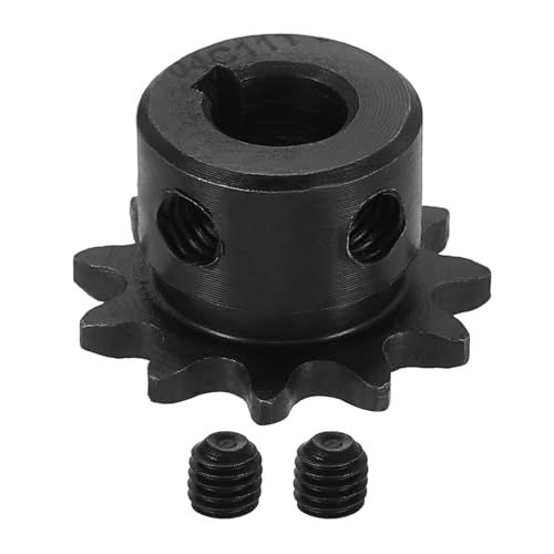 uxcell #25 Chain Roller Sprocket 8mm Bore 25.5mm OD, 11 Tooth C45 Carbon Steel ANSI #25 Roller Sprocket Round Hole with 3x1.4mm Keyway & Set Screws for ISO 04C Chain, Black - size: Bore 8mm, OD 25.5mm (Keyway 3x1.4mm), style: 11 Tooth