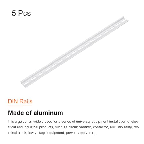 MECCANIXITY DIN Rail Slotted Aluminum Mounting Guide 20 Inch x 1.4 Inch x 0.3 Inch for Equipment Installation Pack of 5 Pcs - size: 20 Inch x 1.4 Inch