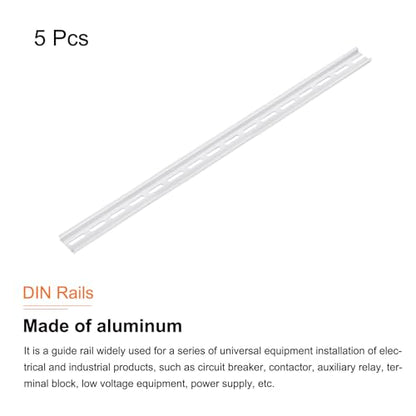 MECCANIXITY DIN Rail Slotted Aluminum Mounting Guide 20 Inch x 1.4 Inch x 0.3 Inch for Equipment Installation Pack of 5 Pcs - size: 20 Inch x 1.4 Inch