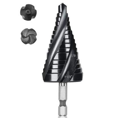 M35 4 Spiral Flutes Large Step Drill Bit for Metal 1-1/8" Unibit - size: M35 1-1/8