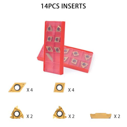21Pcs Kit Lathe Turning Tool,7 Pcs 5/8'' Holder Set and 14 Pcs Inserts - style: 7pcs 5/8'' 16mm Shanks+14pcs Inserts