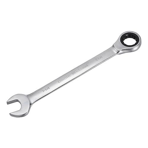 uxcell 1-1/4 Inch Ratcheting Combination Wrench SAE 72 Teeth 12 Point Ratchet Box Ended Spanner Tools, Cr-V - size: 1-1/4"
