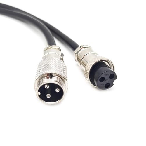 3.28 ft GX16 3 Pin Male to Female Cable, GX16 3Pins Female to Male Head Aviation Cordset Electrical Connector Panel Mount Circular Metal Adapter Cordset for Ships 7A 220V 18AWG (1meter) - size: GX16 3Pin
