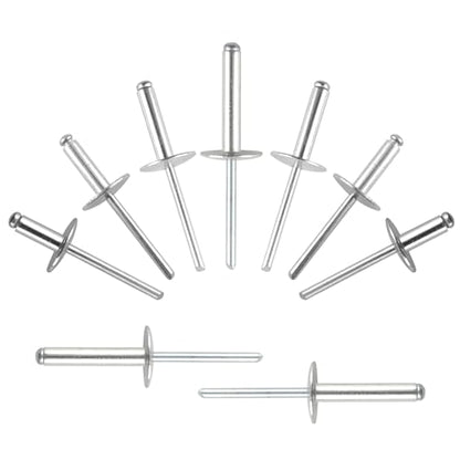 ALLCLEAN (110 pcs) 3/16 * 1/2" Large Flange Open End Aluminum Blind Rivets,4.8 * 12 Pop Blind Rivet - color: Silver, size: 3/16"*1/2"