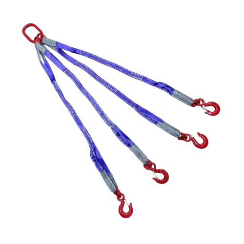 Four Leg Bridle Web Sling 6.5ft 6610lb Web Slings Belt Type with Hook 2.0 m 3000 kg Light Weight and Flexible Capacity Steel Sling [4leg 3.0t] - size: 6.5ft 4leg 6610lb