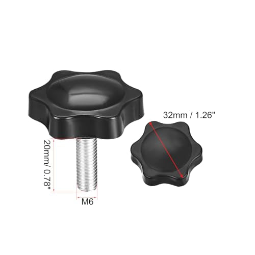 uxcell Clamping Handle Screw Knobs Handle Star Knob M6 x 20mm Male Thread 2pcs - size: M6x20mm