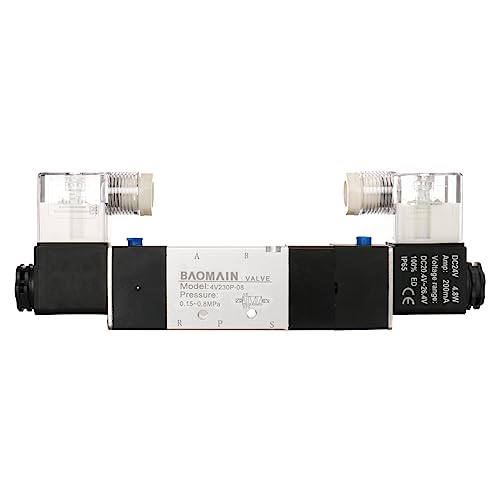 Baomain Pneumatic Solenoid Air Valve 5 Way 3 Position PT1/4" Internally Piloted Acting Type Double Electrical Control Midst Pressure 4V230P-08 (DC 24V) - size: DC 24V
