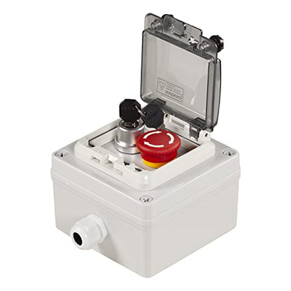 Lockable E-Stop Key Switch with Cover, Anti-Misoperation IP67 Station - color: Lock/emergency stop button