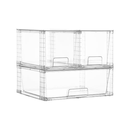 Vtopmart Clear Stackable Storage Drawers, 3 Pack Wide Organizer Set - style: 1 Wide+2 Medium