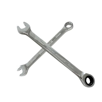 2PCS 10mm Metric Ratcheting Combination Wrench Set, 72-Tooth Industrial Grade Chrome Vanadium Steel Gear Spanner with 12-Point Box End Design for Professional Mechanics - size: 10mm