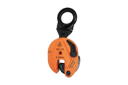 GORILA Vertical plate clamp articulated | 70550lbs / 3,2 ton | Jaw opening 1.2 inch / 30mm | Industrial and heavy duty steel plate clamp for lifting and transporting | Safety factor 4:1 | Since 1989 - size: 3,2t / 7055lbs