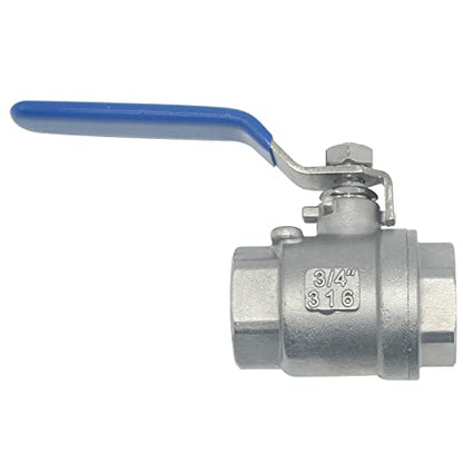 DAN SPEED 3/4" NPT Female 316 Stainless Steel Full Port Ball Valve Vinyl Handle WOG1000 (3/4") - size: 3/4 inch 1 piece