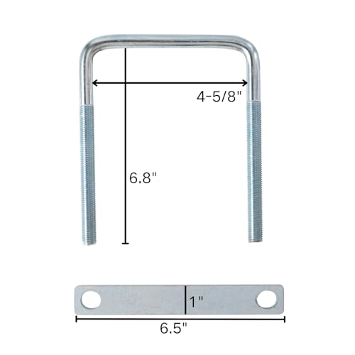 4 Pack Square U-Bolt for Trailer- Fits 4.5 Inch Wide Leaf Springs, Galvanized Steel Clamp Set, Secure Fit for Truck, Boat and Trailers - size: Fits Up To 4.5 Inch Wide Leaf Springs