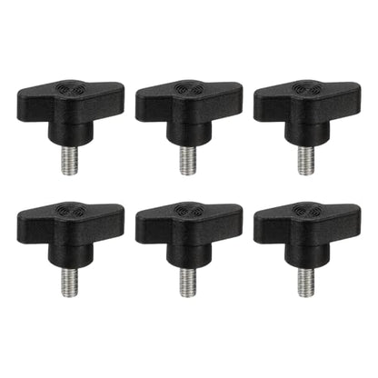 PATIKIL M6 x 14mm Tee Wing Thumb Screws, 6Pcs Carbon Steel Mechanical Handle Bolt Thumb Screws for Remove Replace Hand Clamping Tightening Knobs Power Supply, Black - size: M6 x 14mm
