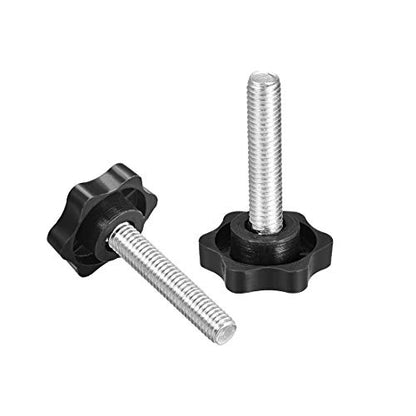uxcell Clamping Screw Knob, 38mm Dia Plum Hex Shaped Grips Star Knob M8 x 45mm Male Thread, 2pcs - size: M8x45mm
