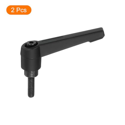 uxcell 2Pcs M5 x 16mm Adjustable Knobs Handle Male Thread Push Button Ratchet Quick Release Locking Rotating Bolt for Lathe Machinery, Black - size: M5 x 16mm