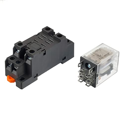 DC 24V JQX-13FL 62PL Coil 8 Pin 10A DPDT LED Indicator Electromagnetic Power Relay with Plug-in Terminal Socket and DIN Slotted Aluminum Rail - size: 8Pin-10A-DC24V